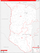 San Augustine County Wall Map Red Line Style